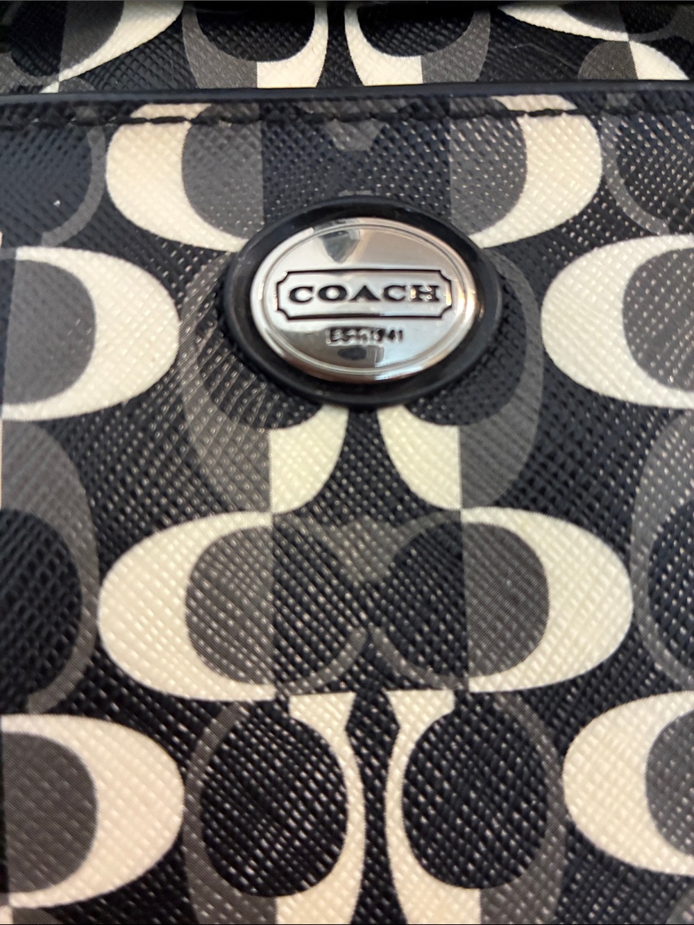 Coach Dream C Black and Cream Signature Zip Wallet, Crossbody and Satin Dust Bag - Picture 16 of 16